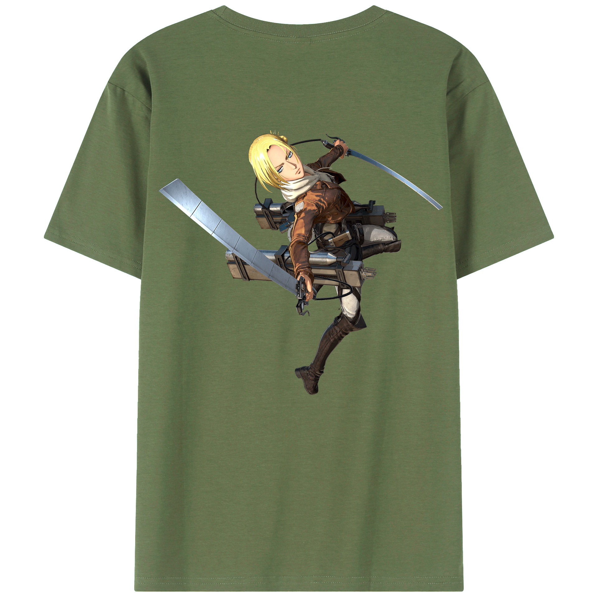 （画像用） 進撃の巨人 アニ・レオンハート Attack on Titan Annie Leonhart 綿100％ メンズ半袖Tシャツ（バックプリント） 通気性